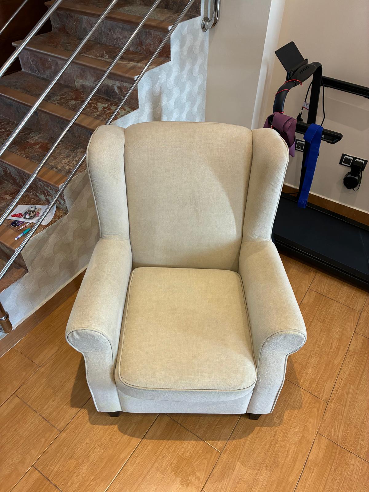 Beige armchair after professional upholstery cleaning by Clean Sur