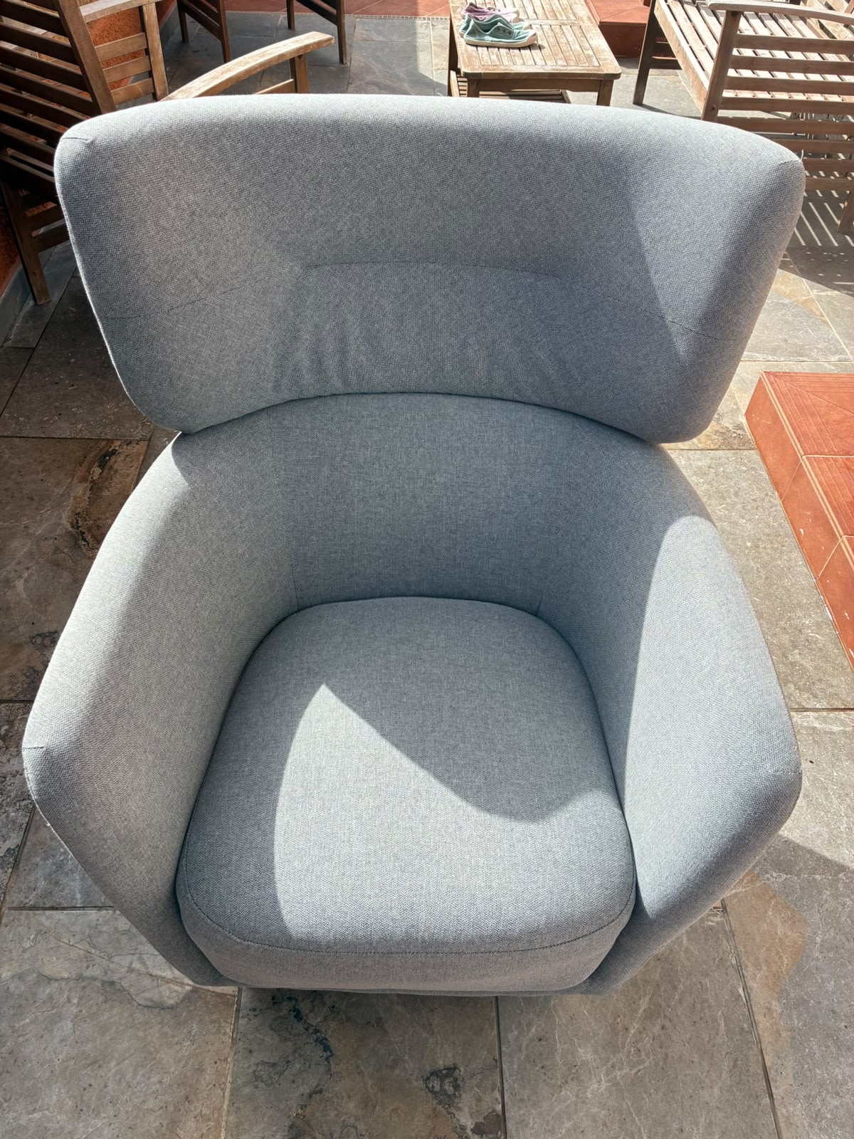 Light grey armchair after professional upholstery cleaning by Clean Sur