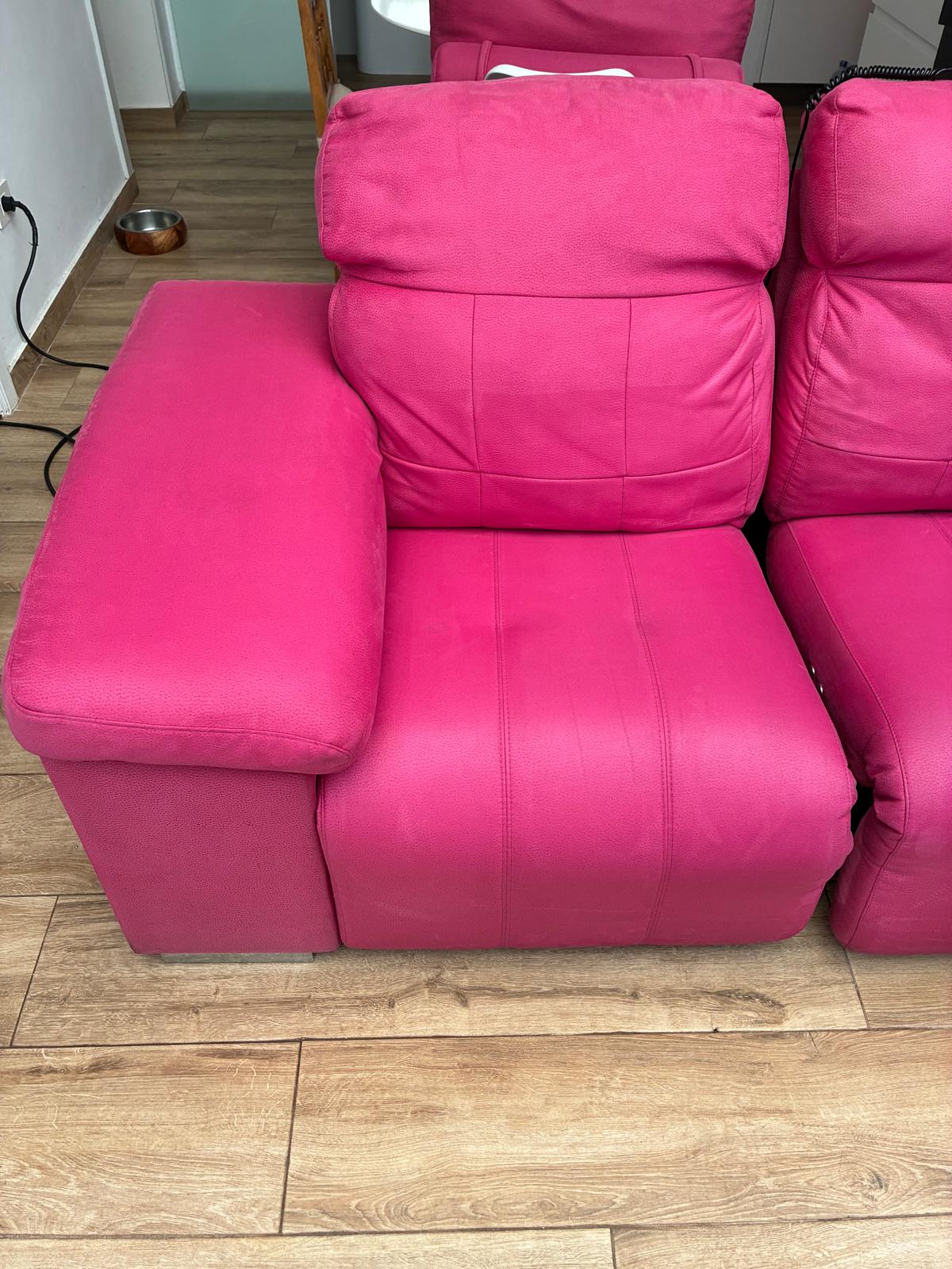 Pink sofa after professional upholstery cleaning by Clean Sur